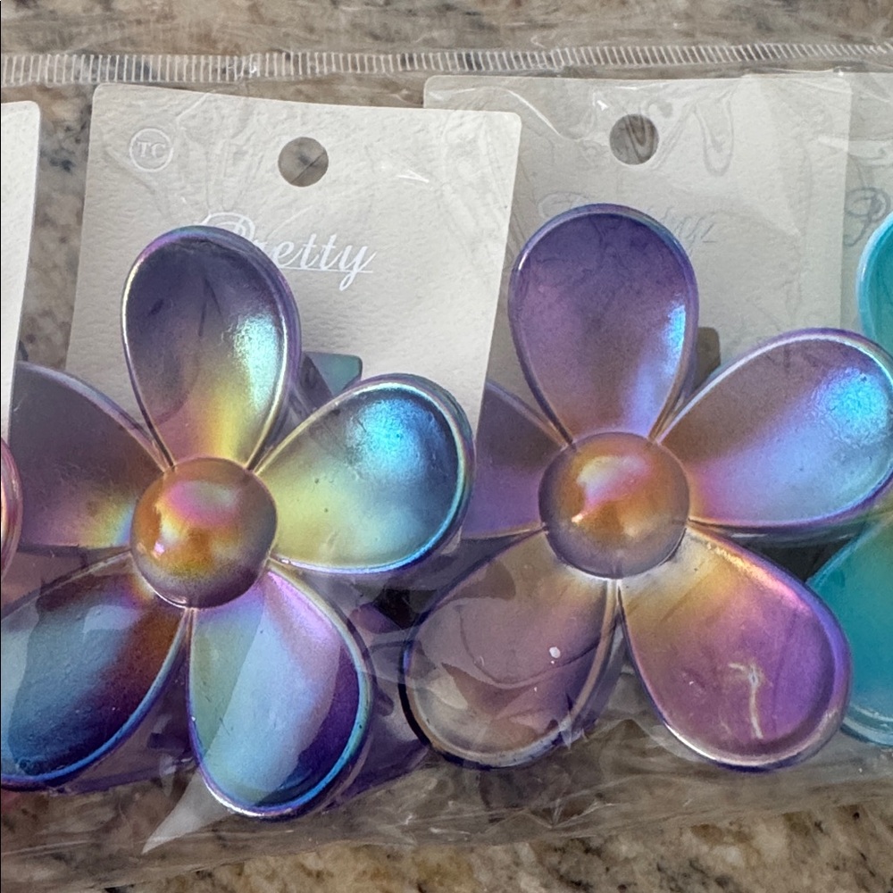 Pink Flower Hair Clips